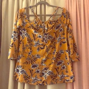 Floral shirt w/ peek a boo shoulders